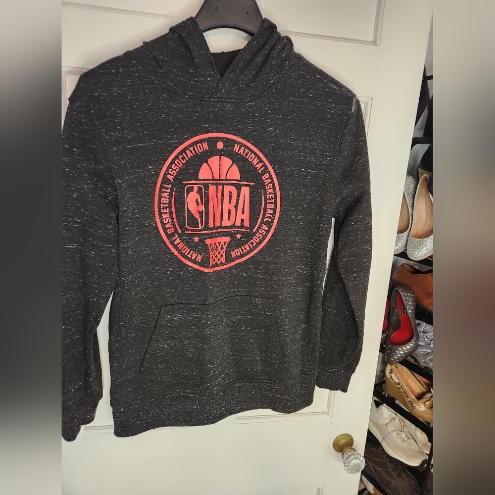 NBA Men's Dark Gray Hoodie with Red Emblem